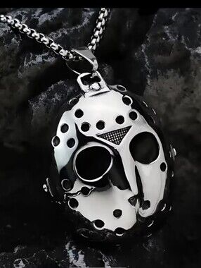 Friday the 13th Jason Pendant with Stainless Steel Necklace Silvertone